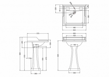 Classic 65cm basin and Pedestal